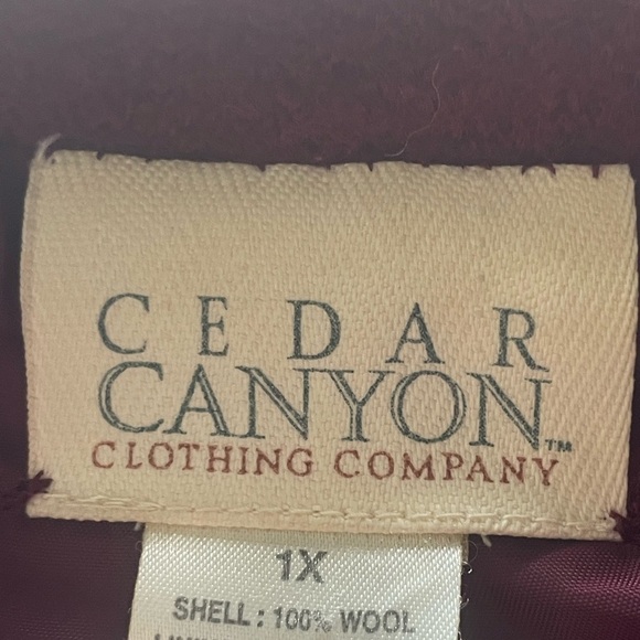 Cedar Canyon Vintage Embroidered Wool Jacket – Burgundy, XL - Picture 7 of 11